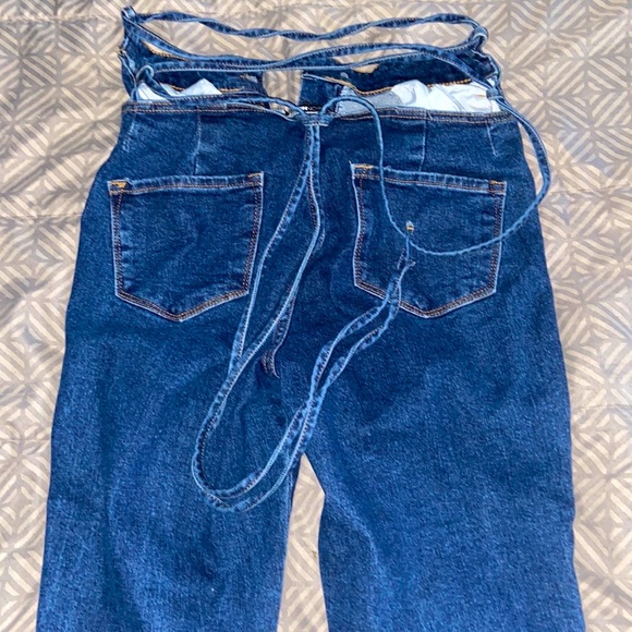Fashion Nova tie me up in the back jeans Size 3 - Picture 2 of 5